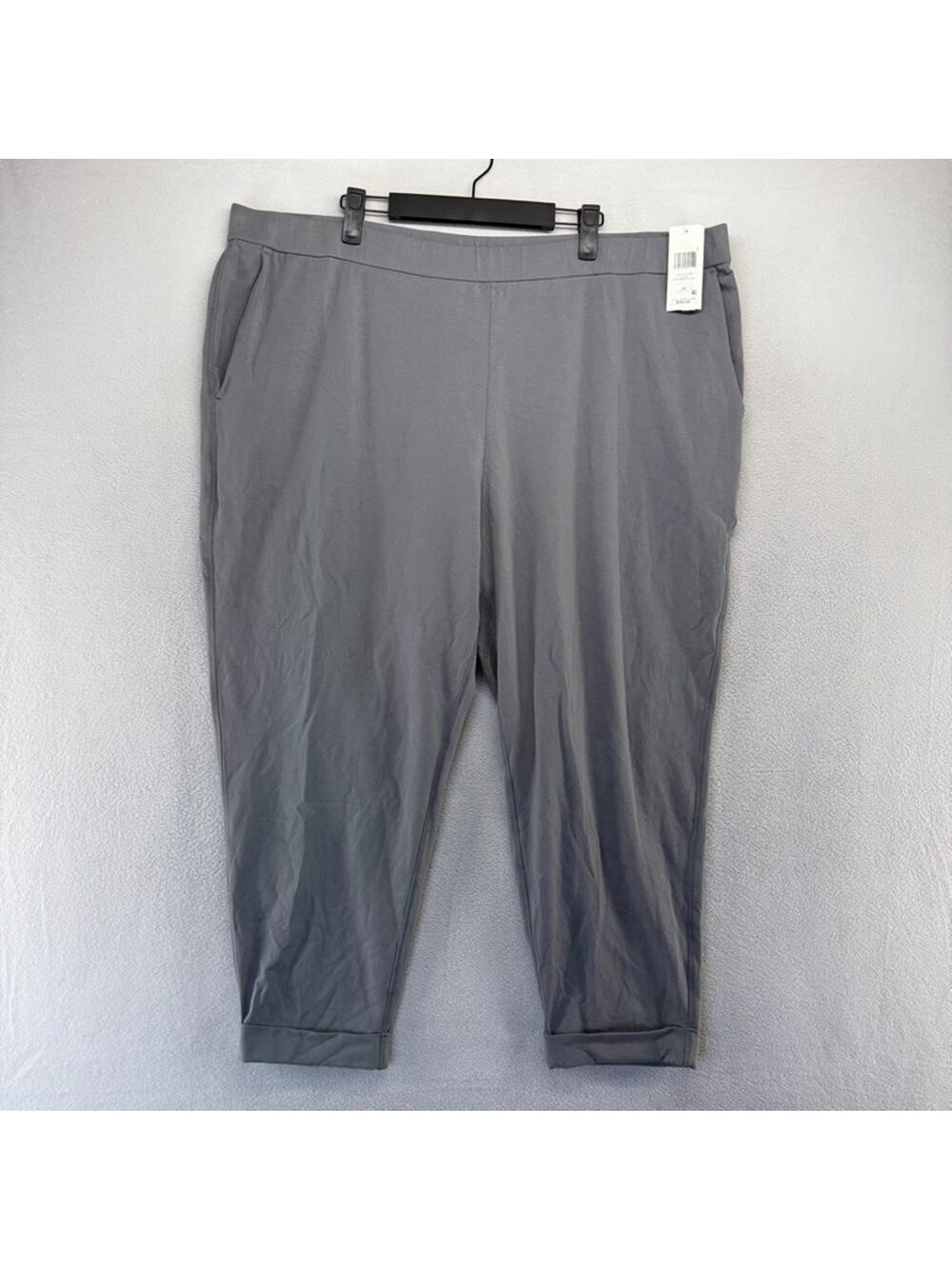 Eileen Fisher Pants Women's 2X Gray Steel Slim Cropped Pant Cuffed Pockets NEW